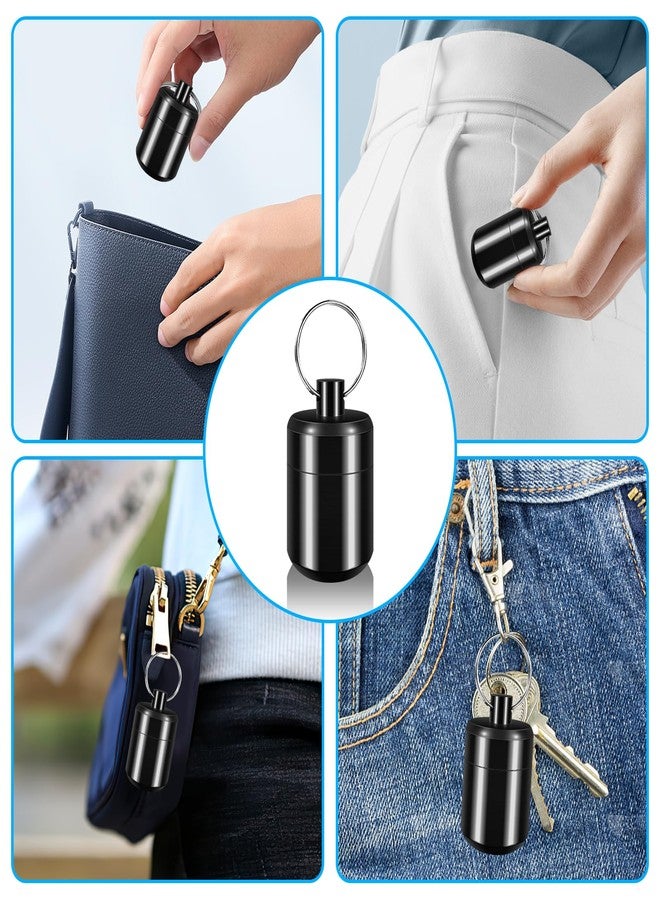 CHIVENIDO Pill Keychain Holder - Small Pill Box Waterproof Pills Fob Organizer Portable Ring Holder Keychain for Purse (Black) - Image 5